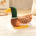Peluche di germano reale realistico con testa verde e becco giallo su tappeto bianco - 29CM / Germano Reale (Maschio)