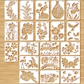 Set of 20 DIY flower and bird PET stencil templates with diverse artistic patterns - A5 Flowers & Birds U Series (20 Sheets)
