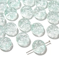 Flat mint green jelly glass beads with spiral texture and center hole for DIY jewelry - 10 Pieces Pack / Light Green