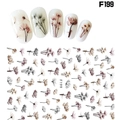 Ink painting style tulip nail art stickers F199 with pink flowers on white background - F199 (Ink Style Flowers)