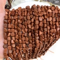 Irregular tumbled brown goldstone beads on orange string for DIY jewelry necklace - Gold Sandstone