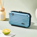 Blue hard shell mini suitcase clutch bag with ripple design and logo detail - Ice Blue-Handbag