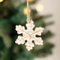 Ornamento natalizio a fiocco di neve crema con bordo dorato e cordino in juta rustico - Stile A: Fiocco di Neve di Natale