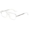 Retro double-bridge pilot square glasses with transparent frame and silver metal temples - Transparent Frame Silver Leg White Lens