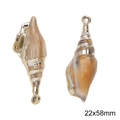 Acrylic conch shell pendant with gold metal trim, size 22x58mm for DIY jewelry - No. 13 Shell / 22x58mm (1 Piece/Pack) / Gold