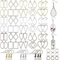 Zinc alloy hollow geometric frames for DIY jewelry earrings in gold silver bronze finish - 180Pcs Set
