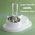 White double pet feeder with 400ml water bottle and stainless steel bowl insert - 400ml / White Cat 3-in-1 Set