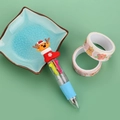Christmas 4-color ballpoint pen with a cute cartoon reindeer topper and blue grip - Christmas Series 7-Orange Stocking
