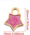 Pink star-shaped stainless steel pendant with gold plating and swirl enamel 20mm x 15mm - Star-Red