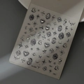 Detail of silver embossed 3D nail art stickers with vintage cross and moon designs - Baroque Vintage Star & Moon Silver Border (CO-526 Silver Foiled)