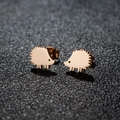 Minimalist rose gold stainless steel hedgehog stud earrings on grey textured surface - Hedgehog / Rose Gold