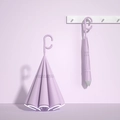 Lavender double-layer inverted umbrella with C-shaped handle and hollow floral pattern - Taro Purple - Automatic Inverted