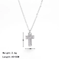 Collana con pendente a croce punk argento con zirconi incastonati e catena da 45 cm - Argento