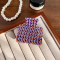 Pinza per capelli quadrata in acrilico con motivo a scacchi pixel colorati viola e blu - Griglia Viola 5 cm