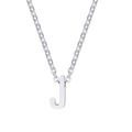 Polished silver-tone stainless steel alphabet J pendant on a delicate cross chain - Letter J / Silver