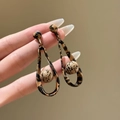 Boucles d'oreilles pendantes géométriques en résine léopard marron avec tige en argent - 61# Pendentif en Résine Léopard Goutte d'Eau (Tige en Argent)