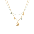 Double-layered gold necklace with turquoise beads and crescent moon star pendants - Moon Star Cross Style (2#)