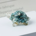 Blue and white crystal turtle ornament with gold leaf foil in a clear resin finish - 53 Gray Blue Shell + Gold Foil