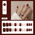 Detail view of R126 press-on nails in deep burgundy and silver glitter finishes - Wine Red Silver Glitter Style (R126)