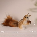 Brown flocked squirrel Christmas ornament with long tail and pine cone, 12x11cm size - Sitting Squirrel Type F Small