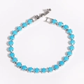 Detail view of 18k gold plated spacer beads with cubic zirconia for DIY jewelry - 4mm Blue Turquoise White Gold