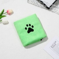 Serviette pour animaux en polaire corail vert clair avec broderie patte, séchage rapide - Vert