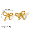 Orecchini a fiocco in acciaio inossidabile placcato oro 18k con specifiche e peso - Stile Fiocco Dorato (TE6812-G) / Oro 18K