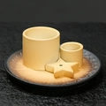 Ceramic incense burner set with lotus pattern plate and beige starfish holder - Beige