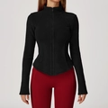 Slim fit black fleece jacket with high collar and full zipper for outdoor warmth - S / Premium Black