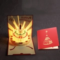 Biglietto di auguri 3D rosso con torta luminosa ed effetti di luce e musica - Rosso