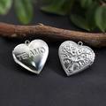 Silver heart locket pendant featuring Te Amo engraving and Tree of Life design - Palm Tree TE AMO Heart Locket 29*29mm / Hand Polishing