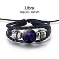 Pulsera multicapa hecha a mano del signo Libra en cuero con dije luminoso para hombre y mujer - Libra