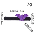 Halloween purple sequin bat slap bracelet with black felt strap and size measurements - Purple Bat