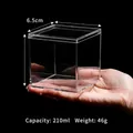 Transparent 6.5cm square acrylic display box with lid, 210ml capacity for figure storage - 6.5cm