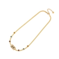 Collier chaîne serpent dorée en acier inoxydable avec pendentif zircon et cristaux - Style Pendentif Rectangulaire avec Gemmes Rondes