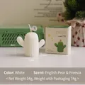 Bougie parfumée blanche en forme de cactus, senteur poire anglaise et freesia, coffret - Blanc
