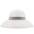 Cappello da sole bianco a tesa larga con fascia di strass argento e ciondolo a M - M(56-58cm) / Bianco