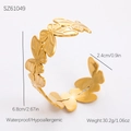 18k gold plated stainless steel open cuff bracelet with hollow butterfly motifs - Butterfly Design (SZ61049)