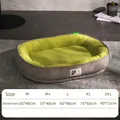 All-season grey corduroy dog bed with green plush interior and pet nest mat sizing chart - Green (Polished)
