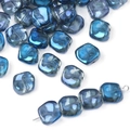 Square blue iridescent glass beads for DIY jewelry making displayed on white background - Diamond Blue