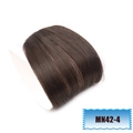 Detail view of smooth dark brown air bangs hairpiece with natural silk shine and texture - Dark Brown