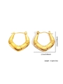Detailed view of V-shaped bamboo texture gold hoop earrings with size specifications - Gold V-Shape Bamboo Texture Style (#0169)