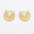 Gold-plated triangle huggie earrings with layered cubic zirconia and beaded detailing - Style A-Retro Huggie / Gold