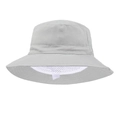 Light gray kids sun hat with breathable white mesh lining and internal size label - Gray