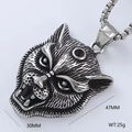 Hip hop skull animal pendant necklace in silver, 47mm height, high quality punk jewelry - Wolf Head Style (Style 6) / Pendant Only