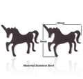 Black stainless steel unicorn stud earrings measuring 10mm width and 8mm height - Unicorn / Black