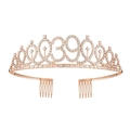 Tiara 39 compleanno oro rosa con strass scintillanti e pettini per capelli - 39 anni