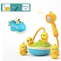 Electric yellow duck bath toy set with motorboat and rechargeable battery kit - Electric Spray Duck Rechargeable [4 Ducks + Shower + Submarine]