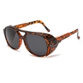 Classic aviator sunglasses with tortoise frame, double bridge, and side shields - Leopard Frame Grey Lens C9