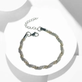 Detail of woven mesh titanium steel bracelet with gold beads and lobster clasp closure - 4.5 Twist Chain Beads Two-tone (19CM+5CM)